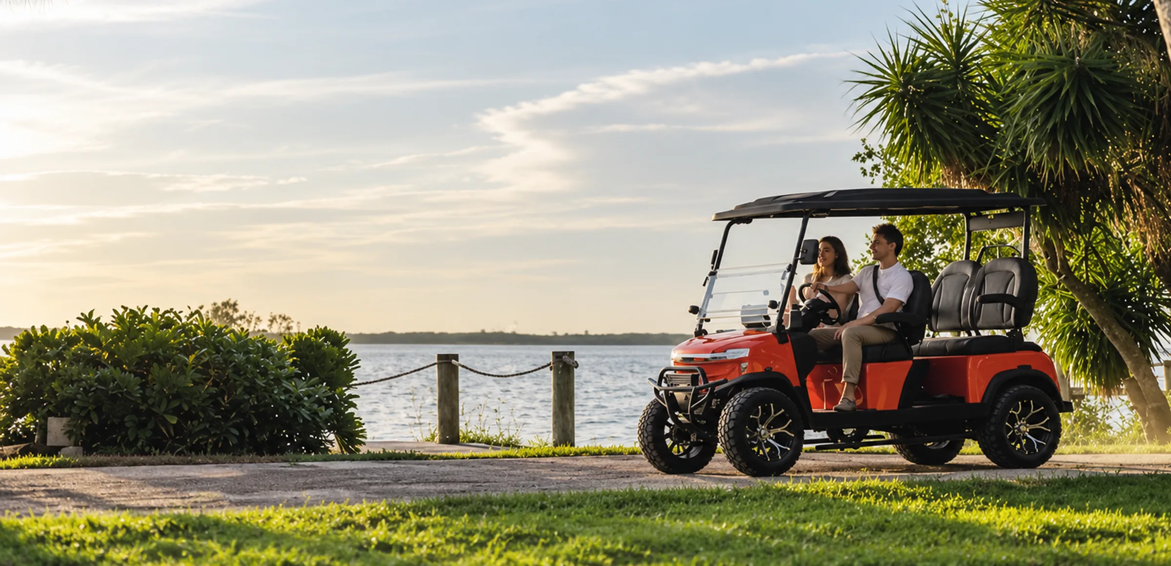 A CartBook valuation open on a laptop beside a golf cart